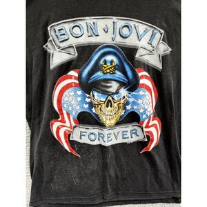 Vintage 1989 Bon Jovi Tour Shirt Men's Size Large Black Forever The Brotherhood